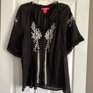 Black Peasant Style Blouse